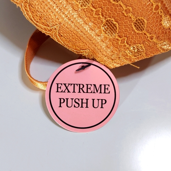 Jezebel Orange With Leopard Trim Extreme Push Up Bra - Picture 6 of 10